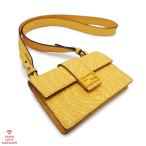 FENDI フェンディ フラットバゲット スモール 7M0295 AFSM コーティングキャンバス イエロー×シルバー金具【丸万質舗】