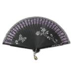 アナスイ ANNA SUI 扇子 ローズ&バタフライ 薔薇と蝶 黒/紫 レディース 和装小物 せんす レース　中古