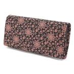 ショッピングクレマチス 印伝 甲州印伝 印傳屋 上原勇七 財布 長財布 印伝財布 束入れ 2308 クレマチス 黒地×ピンク漆 鹿革 本革 レザー 大容量 花柄 ブランド YM01