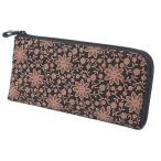 印伝 甲州印伝 印傳屋 上原勇七 財布 長財布 印伝財布 束入れ 2315 クレマチス 黒地×ピンク漆 鹿革 本革 レザー 花柄 ブランド 冬ギフト お年賀 贈り物 YM01