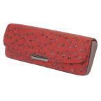 印伝 甲州印伝 印傳屋 上原勇七 メガネケース メガネ入れ 4206 とんぼ 赤地×黒漆 鹿革 本革 ...