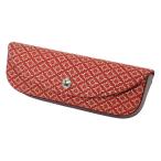 印伝 甲州印伝 印傳屋 上原勇七 メガネケース メガネ入れ 4210 菱菊 赤地×白漆 鹿革 本革  ...