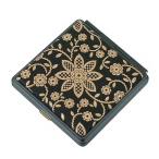 印伝 甲州印伝 印傳屋 上原勇七 角ミラー 鏡 カガミ コンパクト 5015 クレマチス 黒地×白漆 鹿革 本革 レザー 花柄 ブランド 春ギフト 贈り物 YM02