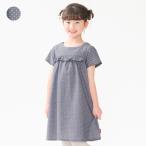 子供服 moujonjon (ムージョンジョン) 水玉柄ダンガリー半袖ワンピース 90cm 100cm 110cm 120cm 130cm 140cm M44307