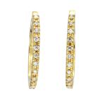 ショッピングピアス K18YG ダイヤモンド ピアス D0.10ct×2 イエローゴールド750 フープ 両耳 ジュエリー 宝石 レディース 女性 アクセサリー 誕生石 4月