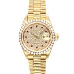 ロレックス ROLEX デイトジャスト 69138 純正ダイヤ文字盤 11Pルビー 9番台 K18YG レディース腕時計 自動巻き 宝石 金無垢 女性 ブランド