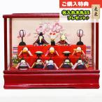 雛人形 ちりめん雛 わらべ雛 10人揃い オルゴール付きケース飾り 赤 コンパクト ちりめん リュウコドウ