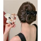 バナナクリップ リボン ヘアクリップ 黒