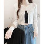 カーディガン ショート丈 長袖 トッ