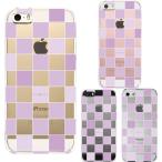 iPhone5 iPhone5s ケース クリア チェック パープル スマホケース ハード スマホケース ハード