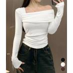 ワンオフショルダーTシャツ肩出しトップス