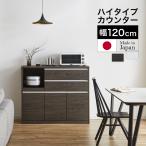 ショッピングカウンター 食器棚 ロータイプ キッチンカウンター キッチン収納 幅120cm 高さ100cm 奥行45cm 引出 扉 ソフトクローズ ステンレス 完成品 間仕切り 背面化粧 ( アマロン2 )