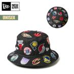 ニューエラ ハット 帽子 バケット01 Team Logo Allover NBA ブラックデニム NEW ERA バケットハット ナショナルバスケットボール アソシエーション チームロゴ