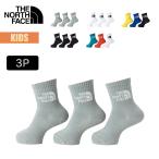 ノースフェイス ソックス 靴下 キッズ THE NORTH FACE TNF ジャカード ロゴ 3パック クルー Kids TNF Jacquard Logo 3P Crew 3足セット 防臭 子供