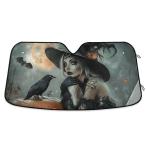 【並行輸入品】 XYMZR Halloween Witch Crow Car Windshield Sunshade Foldable Car