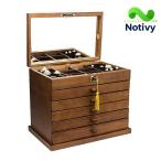 ジュエリーボックス木製 宝石箱 ピアスケースネックレス 収納 小物入れ ボックス6層 鍵付きボックス