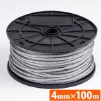 ワイヤーロープ 4mm 100m スチールロープ スチール製 スチールワイヤーロープ 牽引 運搬 スリング 吊具 セキュリティ 自転車 バイク