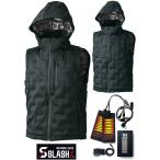 SLASH S-HEAT ストレッチ 電熱 ベスト バッテリーパッド フルセット S〜5L シンメン 01901 SH-100 電熱服 ヒーター 防寒着 作業着 作業服