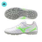 ミズノ　MIZUNO　モナルシーダネオ 3 SELECT Jr AS　P1GE252537　ジュニアサッカートレーニングシューズ(子供用)　ゆったり幅　ネオングリーン