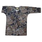 鯉口シャツ 金彩牡丹と桜（藍黒）大人鯉口シャツ単品 男女兼用 義若オリジナル
