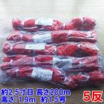 漁網 刺し網 刺網 ５反 約2.5寸 長さ200ｍ 高さ1.9ｍ 約1.5号 赤色 漁具 漁業 原反 5個 送料無料