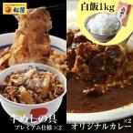 カレギュウご飯付き完食セット（プレミアム仕様牛めしの具×2 オリジナルカレー×2 白飯1kg） 牛丼 牛丼の具 カレー 牛肉 お米 白米