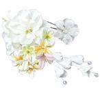 髪飾り 簪 成人式 花 結婚式 卒業式 和装 日本製 白 ホワイト ビーズ 390-674ｗ 8ｗ101 sin5458-kima30