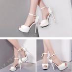 アンクルストラップ パンプス ハイヒール 12cmヒール 厚底サンダル オープントゥ パンプスサンダル ストラップ ピンヒール リボンサンダル レディース