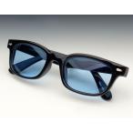 サングラス メンズ ウェリントン型 細デザイン 新品  黒 ブルーレンズ