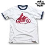 ショッピング白 ホワイト トリム Tシャツ 半袖 メンズ バイク MVRX ブランド CAFE RACER モデル / 白 ホワイト デニム