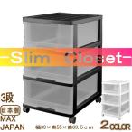 ショッピング衣装ケース 衣装ケース 収納ケース 引き出し プラスチック 押入れ収納 スリム チェスト クローゼット 3段 おしゃれ ブラック/クリア キャスター付 組立式 日本製