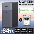 UGREEN DH2300 NASync NAS (2ベイ) + Seagate ST8000DM004 BarraCuda 3.5インチ内蔵ハードディスク (8TB) ※バルク品 セット
