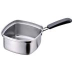 下村企販 片手鍋 角型 ラーメン鍋 15cm 日本製 直火・IH対応 1~2人用 インスタント麺がぴったり入る 角を使って移し替えられる 目