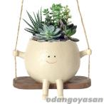 ハンギングプランター スイングフェイスプランターポット 笑い顔 小型 軽量 可愛い 吊り鉢 多肉植物鉢 植物 多肉植物ポット 屋内植物用樹脂吊りプランター 植木