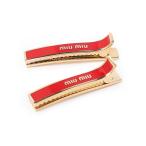 ミュウミュウ miu miu ヘアクリップ 2点セット バレッタ レッド レディース 5jf136-2f6t-f0011