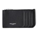 サンローラン SAINT LAURENT カードケース FRAGMENTS ZIPPED CARD CASE IN GRAIN DE POUDRE EMBOSSED LEATHER ブラック メンズ 609362-bty0n-1000