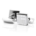 バーバリー BURBERRY カフスボタン PALLADIUM PLATE CHECK ENGRAVED SQUARE CUFFLINKS カフリンクス シルバー メンズ 8015273-silver
