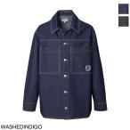 メゾンキツネ MAISON KITSUNE シャツジャケット WORKWEAR OVERSHIRT IN WASHED DENIM WITH FOX HEAD PATCH デニムジャケット メンズ