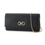 フェラガモ FERRAGAMO 長財布 小銭入れ付き GANCINI ガンチーニ チェーンウォレット ブラック レディース 220636-770374-nero
