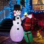 ショッピングsnowman 8FT Christmas Inflatable Snowman with Santa Claus Decorations, W 並行輸入品
