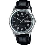 カシオ メンズ アナログ 腕時計 見やすい ローマ数字 日付 曜日 カレンダー おしゃれな レザー 革バンド ブラック 黒 海外限定 ドレスウォッチ (SD15AUP-301)