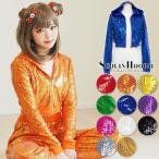 スパンコールフード付きジップアップパーカー  ダンス衣装 お揃い [オリジナルスパンコール]dw1016