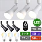 ライティングレール 照明 スポットライト ダクトレール ３個セット E26 LED電球付 12W 75W形相当 調光 調色 角度調節可 リモコン付 照明器具 天井照明 間接照明