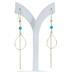  бесплатная доставка подлинный товар бирюза дизайн серьги K10YG желтое золото длинные серьги женский аксессуары модный симпатичный 