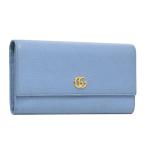 ショッピングgucci 送料無料 本物 極美品 GUCCI グッチ コンチネンタルウォレット 長財布 456116 GGマーモント ライトブルー レザー おしゃれ