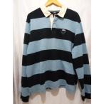 STUSSY Big Stripe Rugby Shirt большой полоса регби рубашка размер XL оттенок голубого мужской tops 