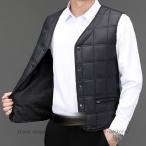 インナーダウンベスト メンズ ビジネス 暖かい 前開きベスト ダウンベスト ライトダウン ジレベスト ノースリーブ アウター ダウンジャケット スリム 軽量