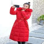 膝下 ベンチコート レディース 冬 可愛い フード付き ダウン 中綿コート アウター ロングコート ジャンパー ファッション 人気 ハイネック ファー