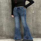  ботинки cut Denim брюки длинные брюки джинсы ребенок одежда модный Kids длинные брюки девочка ji- хлеб талия резина Kids ножек длина Silhouette низ Junior 