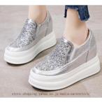 ショッピングスパンコール インヒール 黒 スリッポン レディース 厚底 スニーカー スパンコール キラキラ 厚底スニーカー ウェッジソール 脚長効果 旅行コンサート 24.5cm